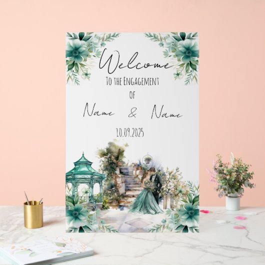 Blumenmeer - Grüne Verlobung Acrylschild (Hochzeit)