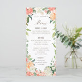 Blumenmenü im Frühling und Pfirsichfarben Menükarte (Stehend Vorderseite)