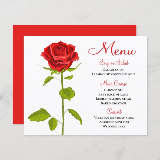 Blumenmenü mit Hochzeitsmenü Brautparty Party (Vorne/Hinten)