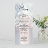 Blumenmenü mit weißem Pfirsich Menükarte (Stehend Vorderseite)