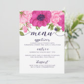 Blumenmenü Wedding //, Brautparty, Baby-Dusche Menükarte (Stehend Vorderseite)
