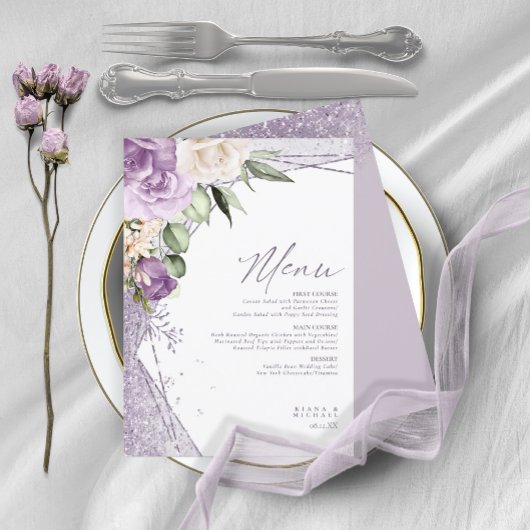 Blumenmenüs Glitzern zum Hochzeitsmenü1 Mauve ID88