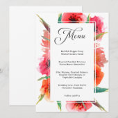 Blumenmenüs mit roten gestrichenen Poppies Menükarte (Vorne/Hinten)