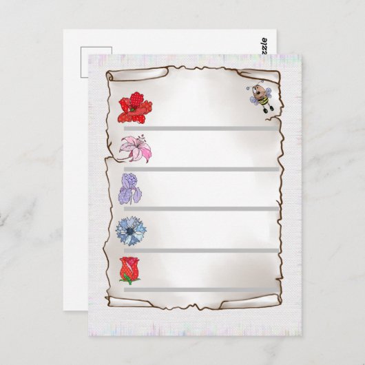 Blumenmerkblatt postkarte (Vorne/Hinten)