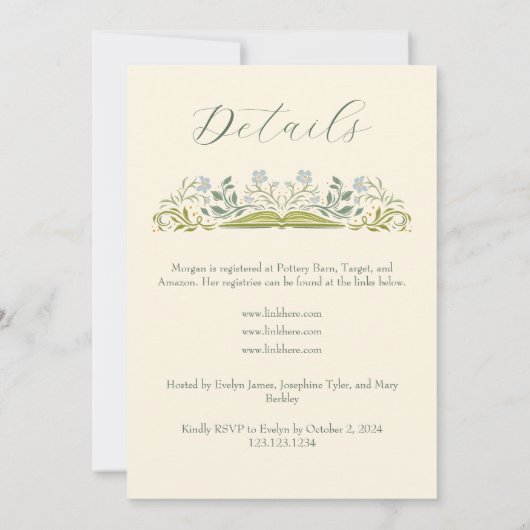 Blumenmesse Buch Kinderdusche Einladung (Rückseite)