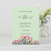 Blumenminze Green Save the Date Card Dankeskarte (Stehend Vorderseite)