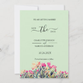 Blumenminze Green Save the Date Card Dankeskarte
