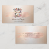 Blumenmischanlage Rose Gold Pinselstriche Bäckerei Visitenkarte (Vorne/Hinten)