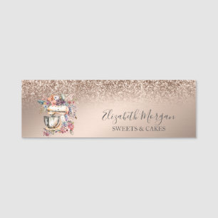 Blumenmischer Rose Gold Glitzer Namensschild