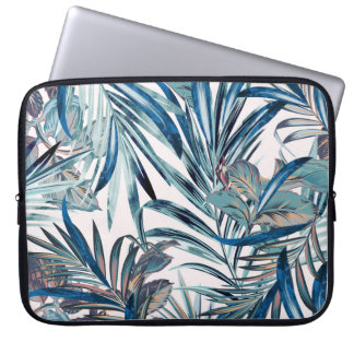 Blumenmode tropisches Vintage-Muster mit Palme  Laptopschutzhülle