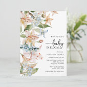 Blumenmodern Babydusche Einladung (Stehend Vorderseite)