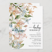 Blumenmodern Babydusche Einladung (Vorne/Hinten)