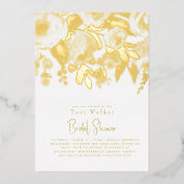 Blumenmodern Brautparty Gold Folieneinladung (Vorderseite)