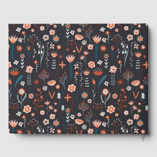 Blumenmodern Dark Simple Wedding Gästebuch (Rückseite)