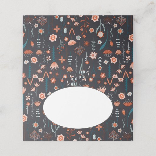 Blumenmodern Dark Simple Wedding Platzkarte (Außenseite Aufgefaltet)