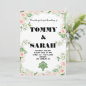 Blumenmodern Einfache Elegante farbenfrohe Hochzei Einladung (Stehend Vorderseite)