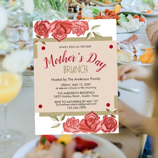 Blumenmodern Party Mütter Tag Brunch Einladung