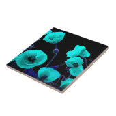 Blumenmohn Blume Türkis Blau Abstrakt Künstlerisch Fliese (Seite)