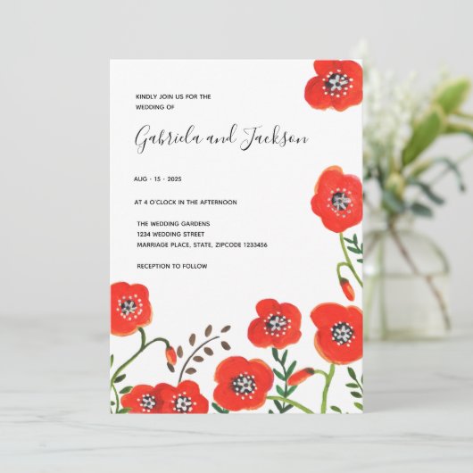 Blumenmohn Einladung (Stehend Vorderseite)