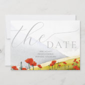 Blumenmohn Hochzeit 3 Fotos Rett Datum Einladung (Vorderseite)