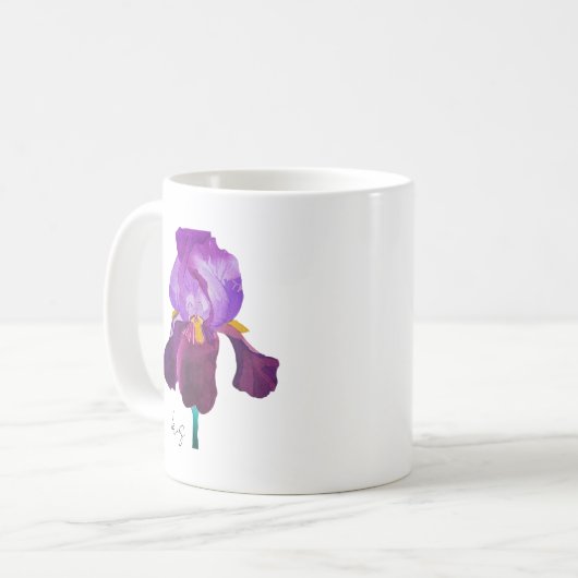 Blumenmohn Lila Aquarelle Kaffeetasse (Vorderseite Links)