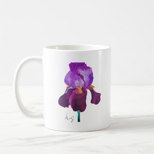Blumenmohn Lila Aquarelle Kaffeetasse (Links)