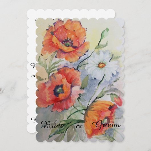 Blumenmohn mit Einladung zur Hochzeit (Vorne/Hinten)