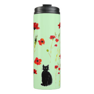Blumenmohn Niedlich Katzenkatze Personalisiert Thermosbecher