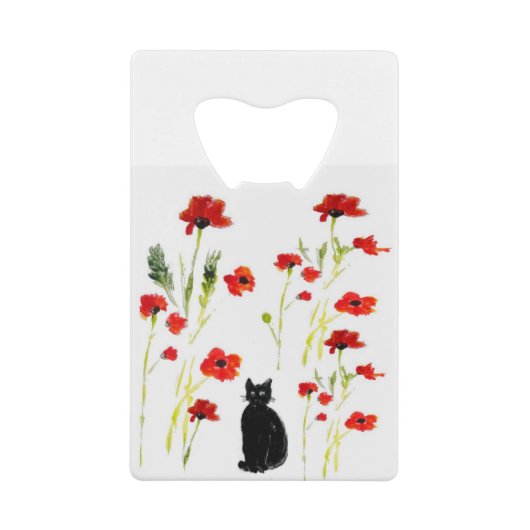 Blumenmohn Niedliche Katze Geldbeutel Flaschenöffner (Vorderseite)