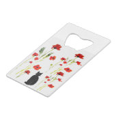 Blumenmohn Niedliche Katze Geldbeutel Flaschenöffner (Vorderseite Schrägansicht)