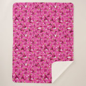 Blumenmohn rosa Muster. Sherpadecke (Vorderseite)