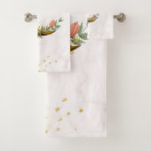 Blumenmond, Beige und Gelbe Grafik Badhandtuch Set (Insitu)