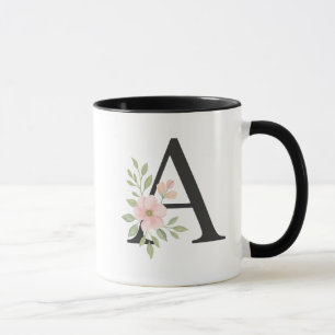 Blumenmonogramm A Tasse – Elegantes Buchstaben A m
