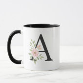 Blumenmonogramm A Tasse – Elegantes Buchstaben A m (Links)