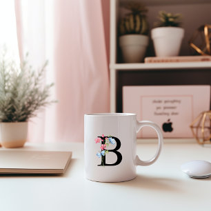 Blumenmonogramm Anfangsbuchstabe B Tasse