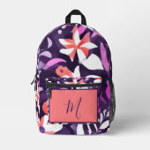 Blumenmonogramm Bedruckter Rucksack (Vorderseite)