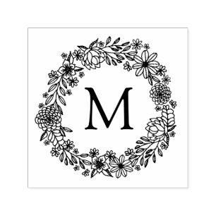 Blumenmonogramm-Briefmarke Permastempel