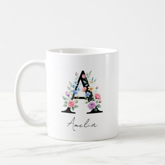 Blumenmonogramm – Buchstabe A Kaffeetasse (Links)