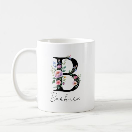 Blumenmonogramm – Buchstabe B Kaffeetasse (Links)
