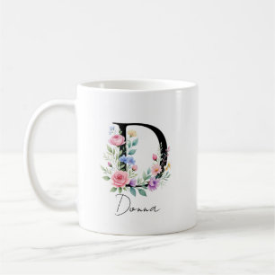 Blumenmonogramm – Buchstabe D Kaffeetasse