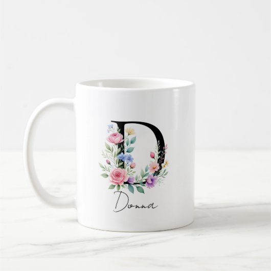 Blumenmonogramm – Buchstabe D Kaffeetasse (Links)