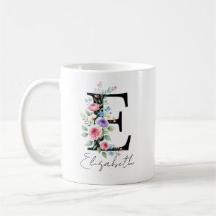 Blumenmonogramm – Buchstabe E Kaffeetasse
