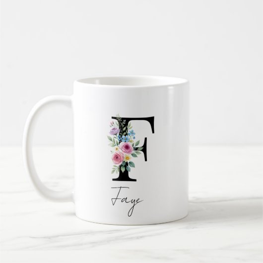 Blumenmonogramm – Buchstabe F Kaffeetasse (Links)