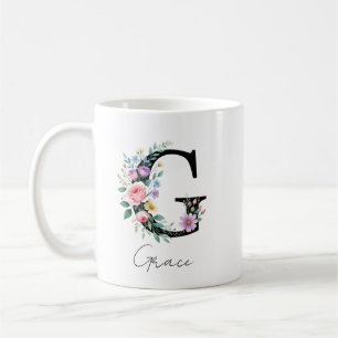 Blumenmonogramm – Buchstabe G Kaffeetasse