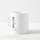 Blumenmonogramm – Buchstabe I Kaffeetasse (Vorderseite Links)