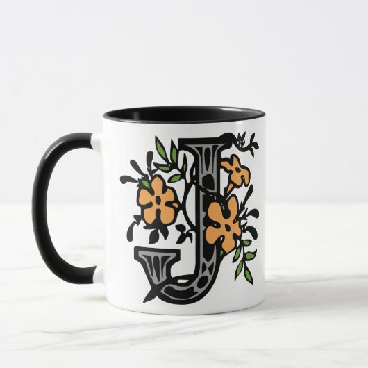 Blumenmonogramm-Buchstabe J Tasse (Links)