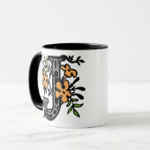 Blumenmonogramm-Buchstabe J Tasse (Vorderseite Links)