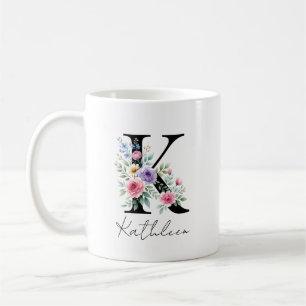 Blumenmonogramm – Buchstabe K Kaffeetasse