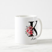 Blumenmonogramm Buchstabe K Margaret Benutzerdefin Kaffeetasse (VorderseiteRechts)