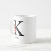 Blumenmonogramm Buchstabe K Margaret Benutzerdefin Kaffeetasse (Vorderseite Links)